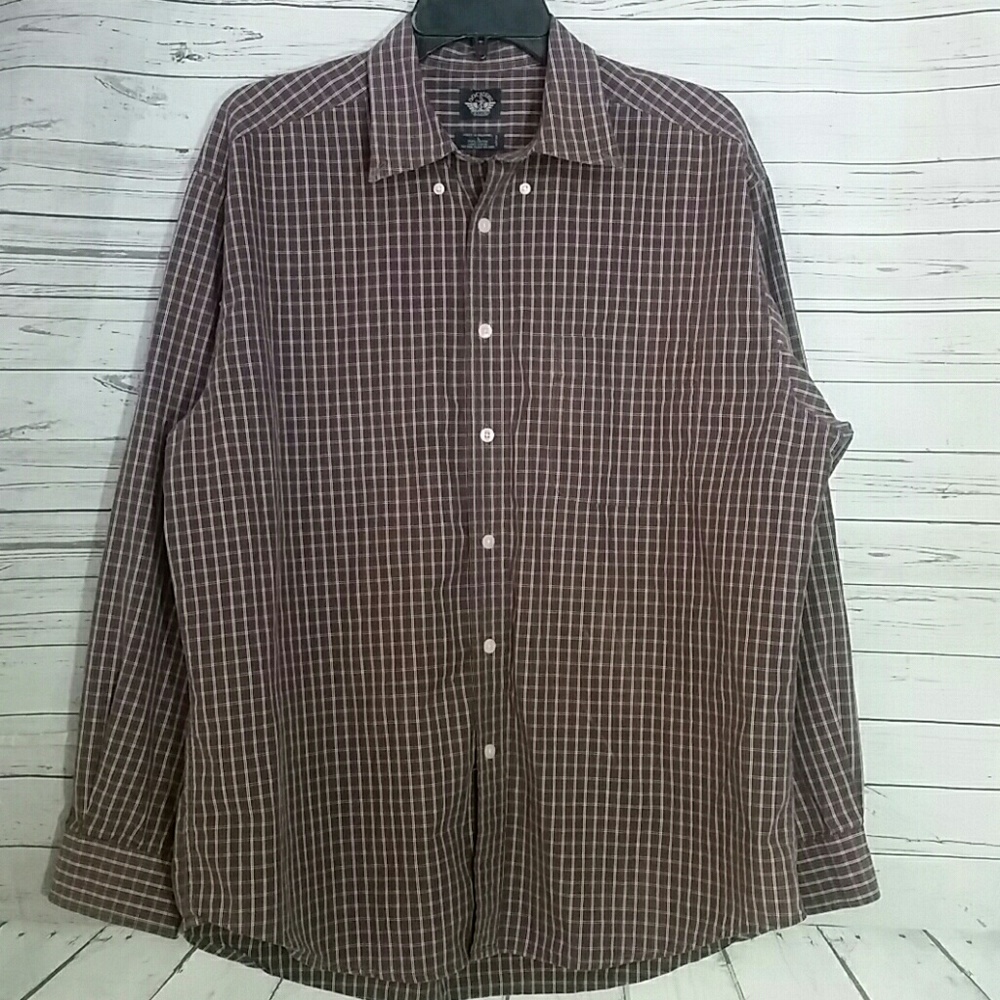 DOCKERS Men's Gray, Red & White Plaid Shirt L